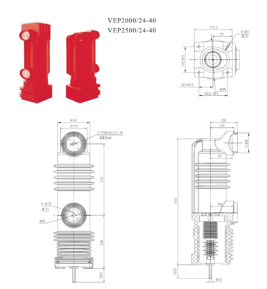 Embedded poles for 24KV circuit breaker VEP458A